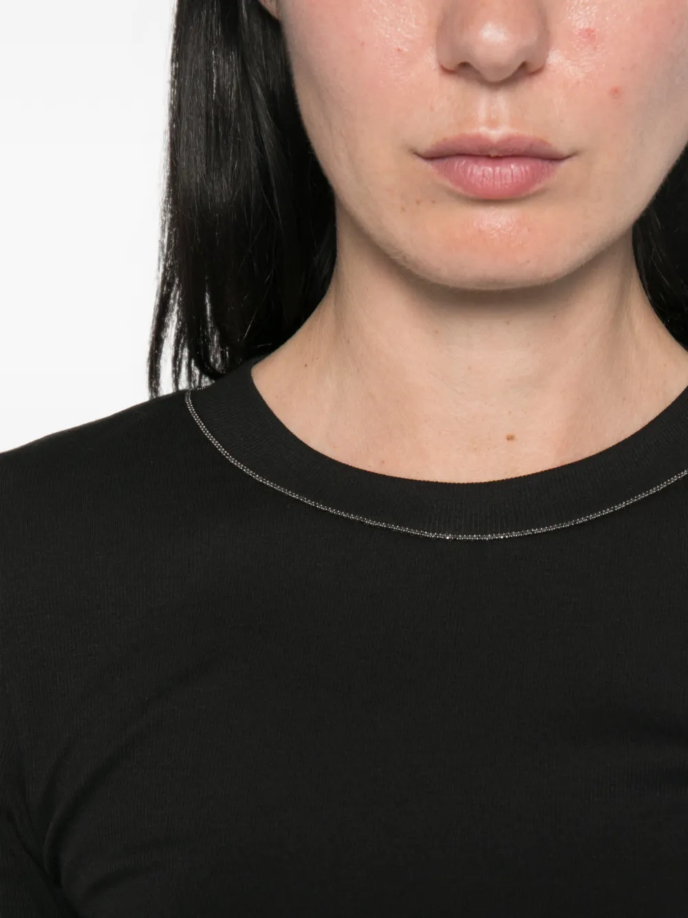Brunello Cucinelli T-shirt met kralen afwerking Zwart
