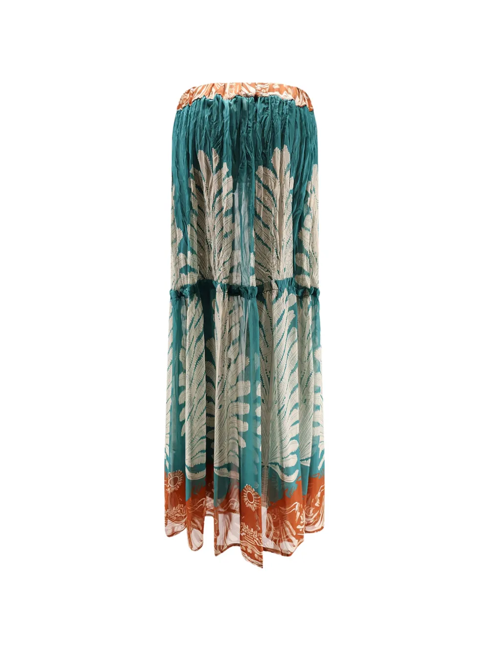 BYE FIRENZE Gale Palme leaf-print maxi skirt - Blau
