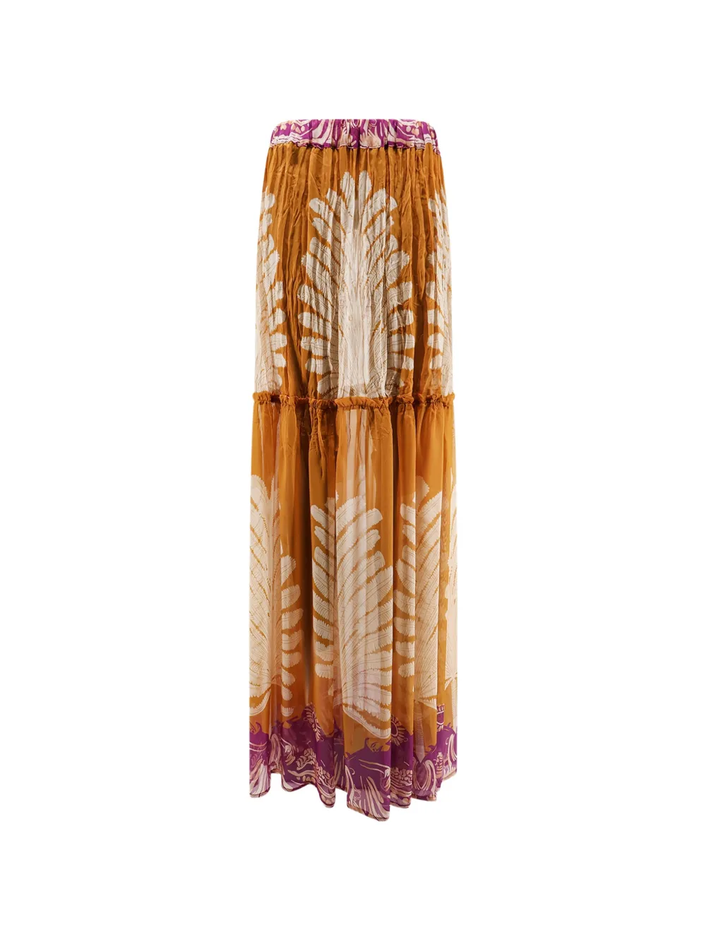 BYE FIRENZE Gale Palme leaf-print maxi skirt - Arancione