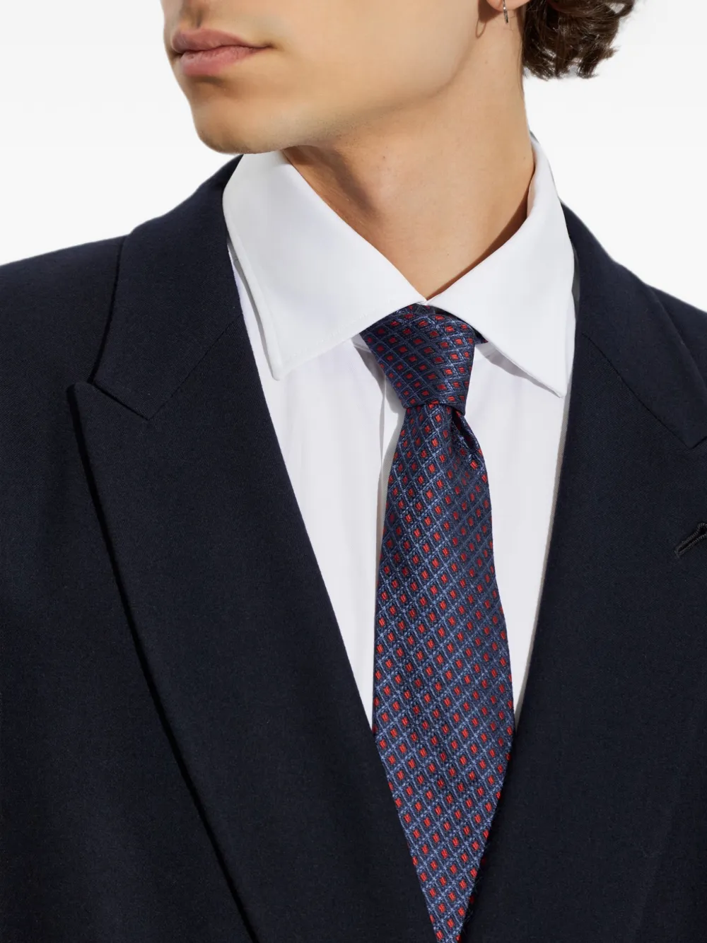 Ferragamo Zijden stropdas met geometrisch patroon Blauw