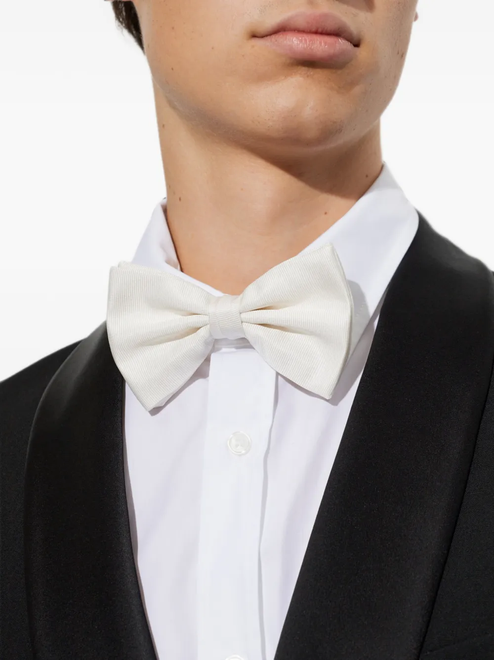 Giorgio Armani Ribgebreide vlinderdas Wit