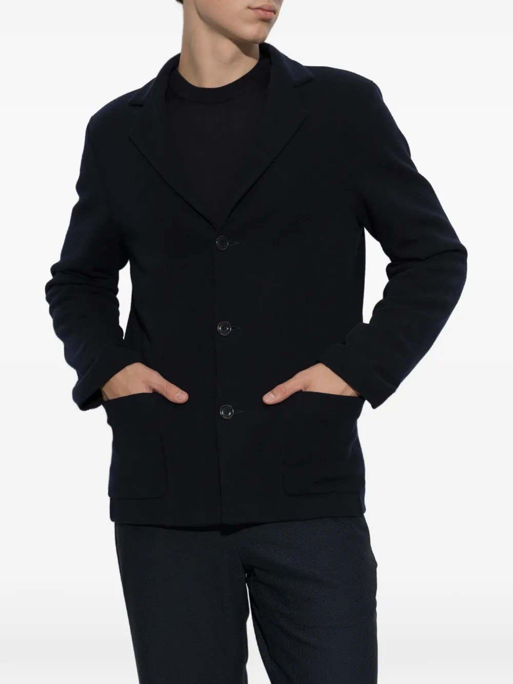 Giorgio Armani Blazer met opgestikte zak en gekerfde revers Blauw