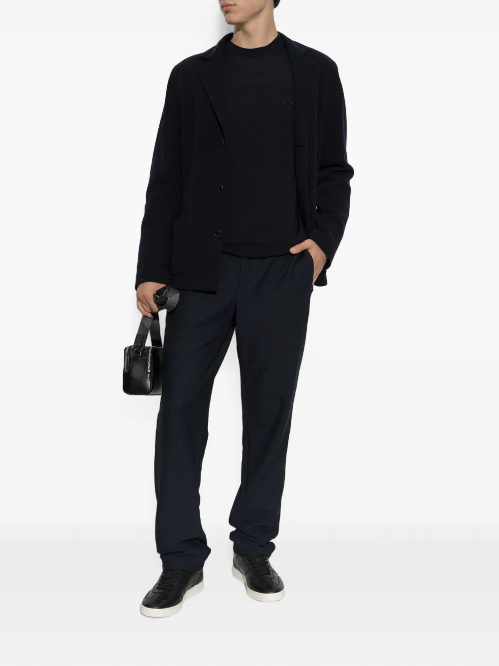 Giorgio Armani Blazer met opgestikte zak en gekerfde revers Blauw
