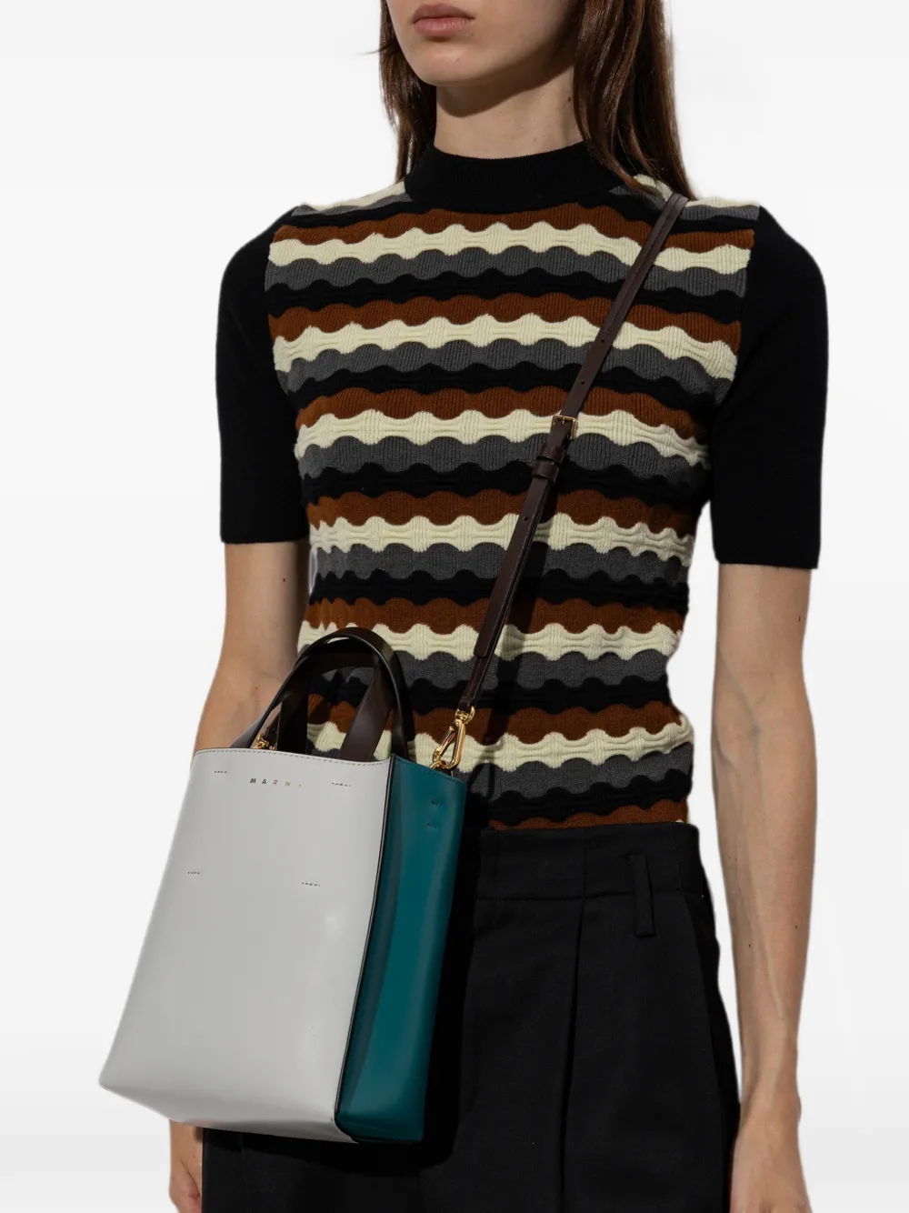 Marni Museo Mini leren shopper Wit