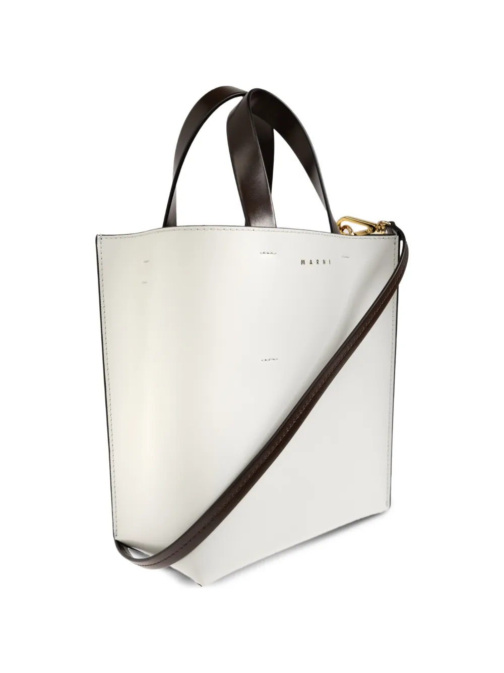 Marni Museo Mini leren shopper Wit