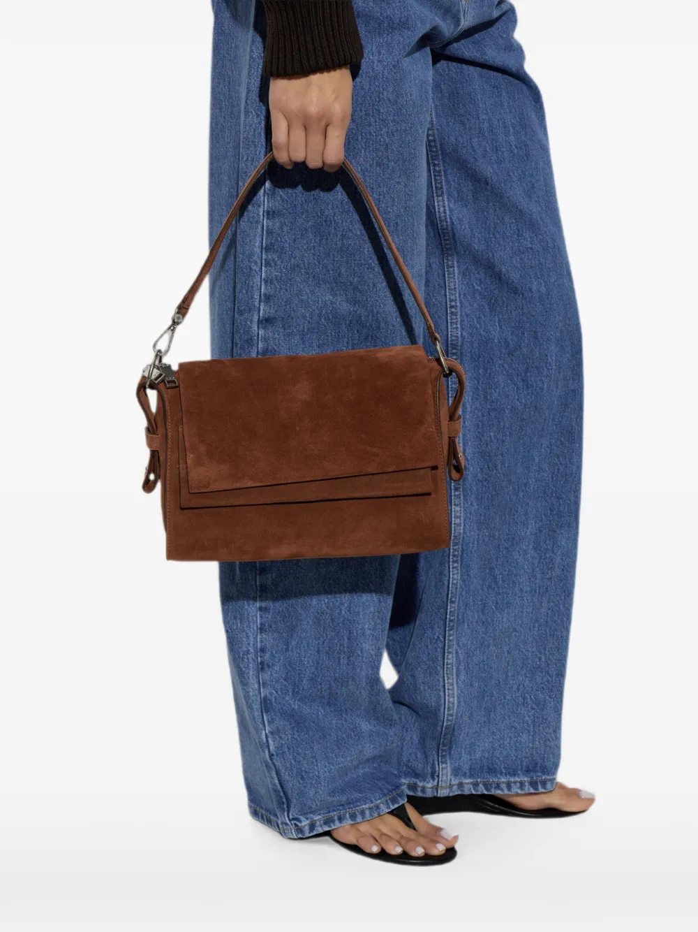 IRO Camera Loop suède shopper Bruin