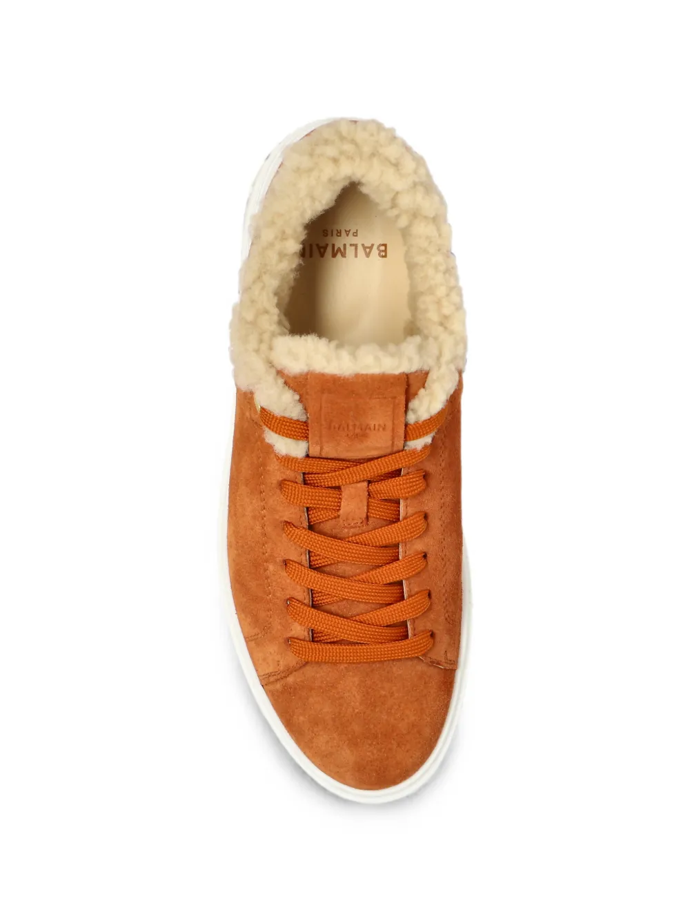 Balmain B-Court shearling-trim sneakers Bruin