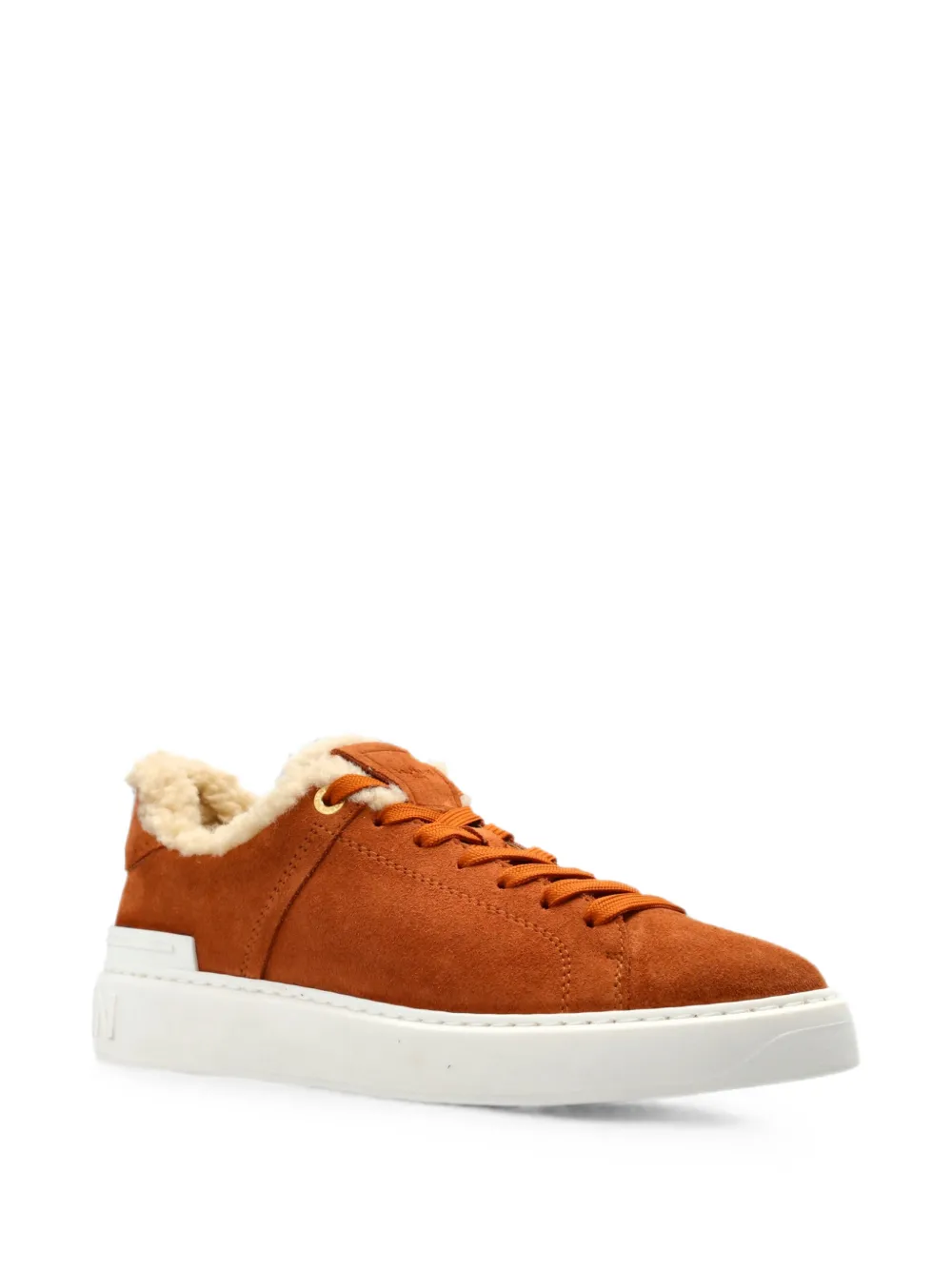 Balmain B-Court shearling-trim sneakers Bruin