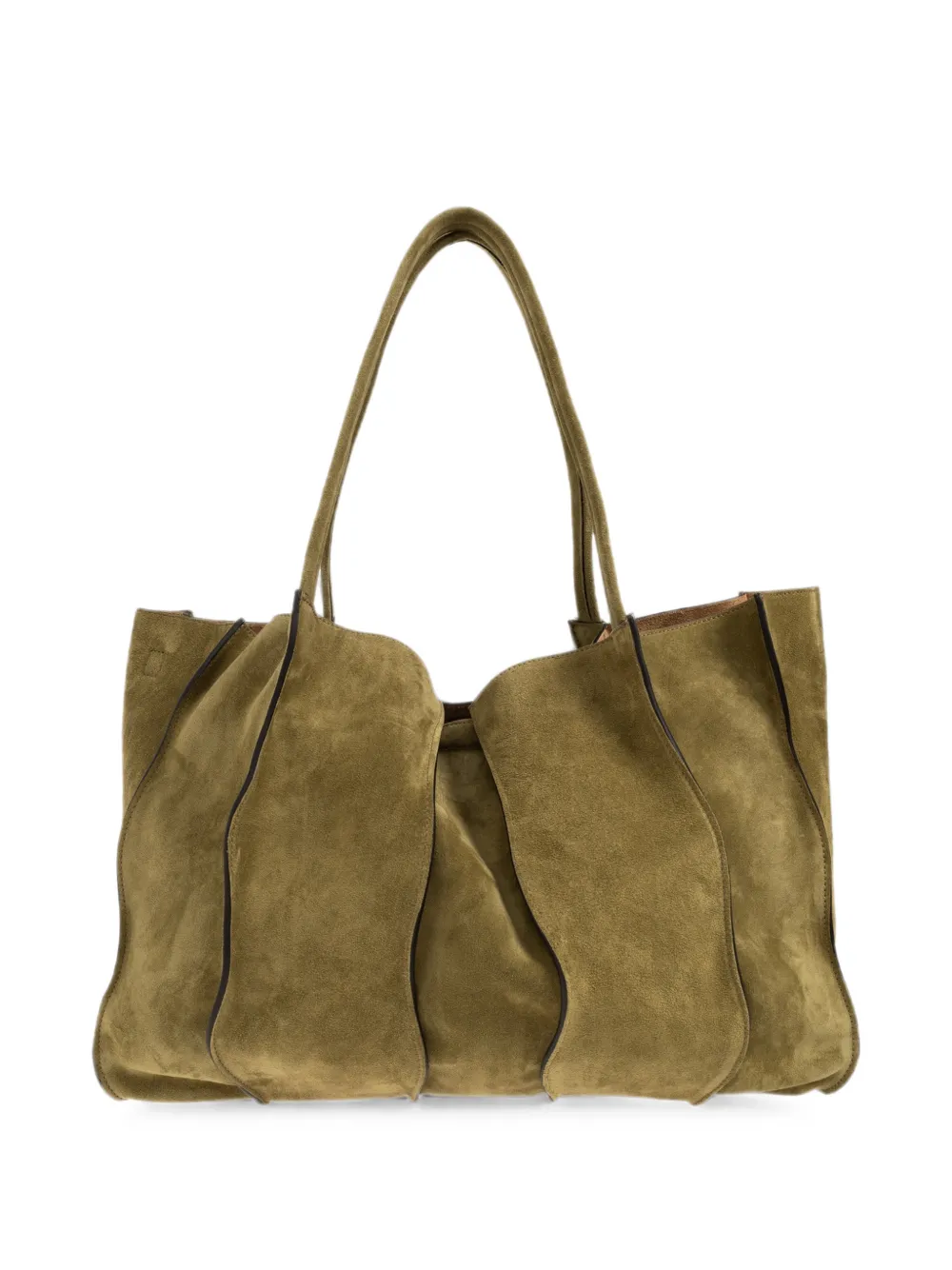 Ulla Johnson Large Adria Suede Tote Bag in Green, view 3