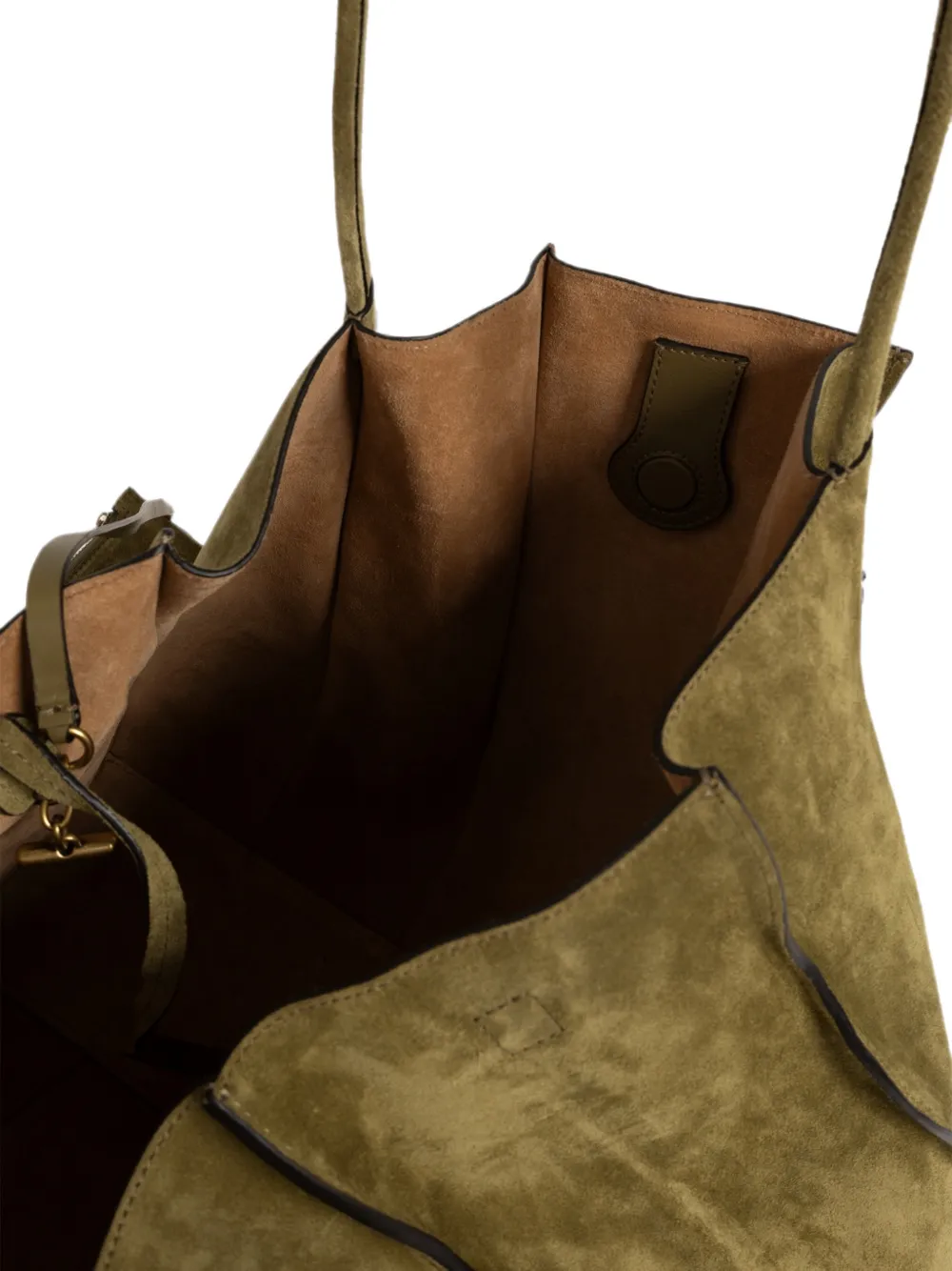 Ulla Johnson Large Adria Suede Tote Bag in Green, view 5