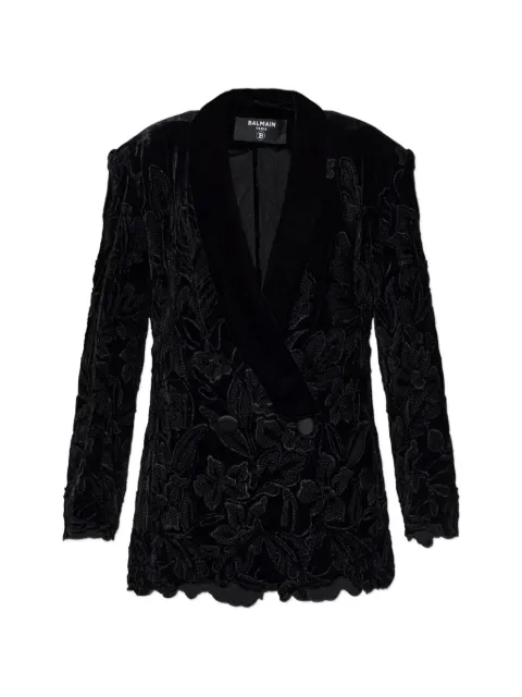 Balmain floral-embroidered velvet blazer