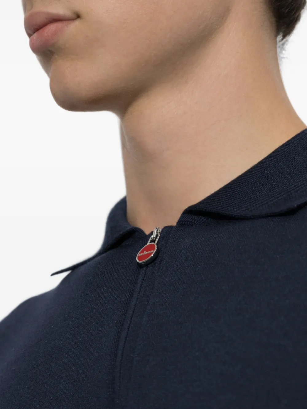 Kiton quarter-zip long-sleeve polo shirt Blauw