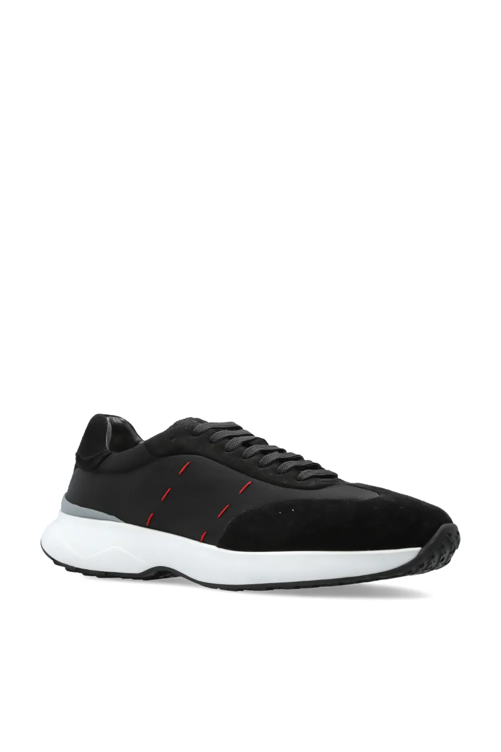 Kiton suede-panelled sneakers Zwart