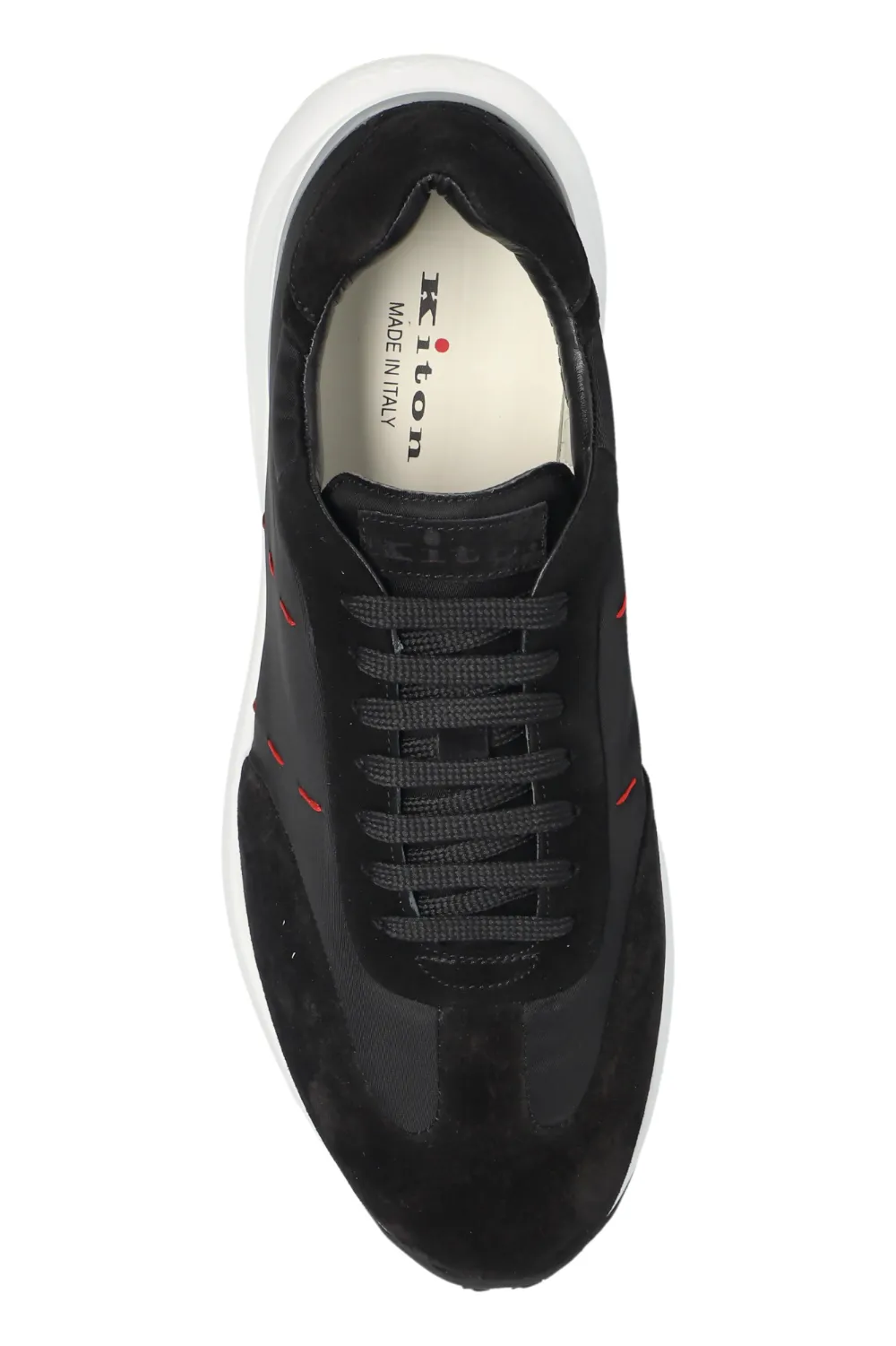 Kiton suede-panelled sneakers Zwart