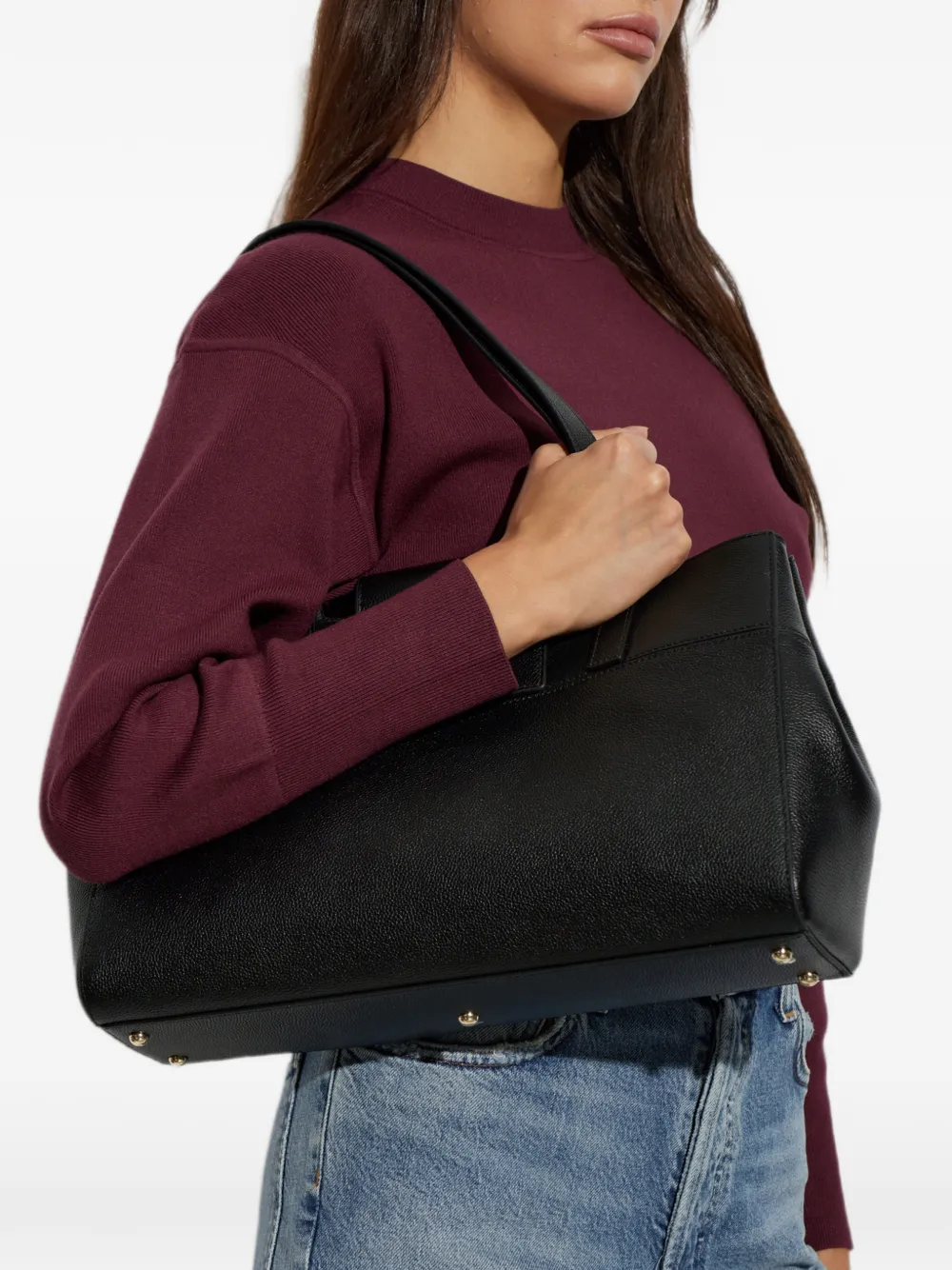 Furla Grote Amelia leren schoudertas Zwart