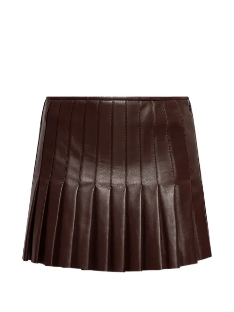Alexander McQueen leather pleated mini skirt in burgundy