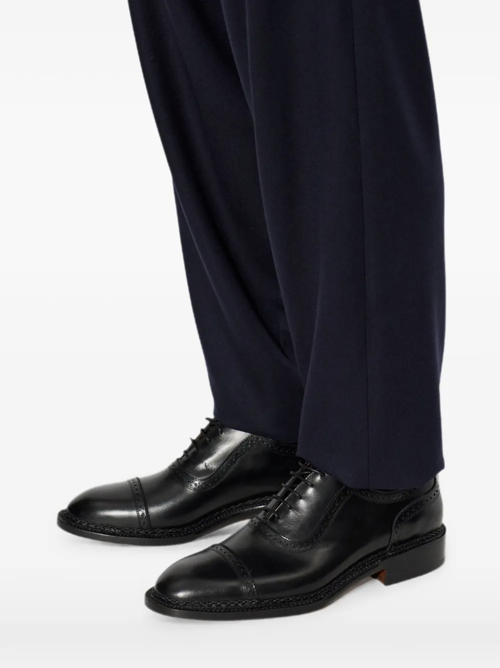 Kiton brogue-detail lace-up Oxford shoes Zwart