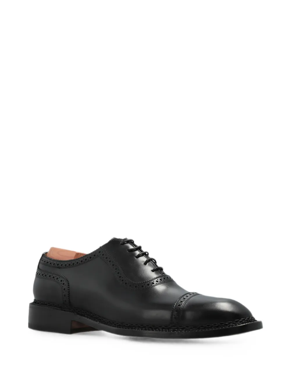 Kiton brogue-detail lace-up Oxford shoes Zwart