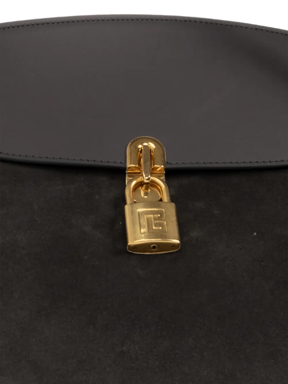 Balmain Kleine Pulse Day suède shopper met hangslotdetail Grijs