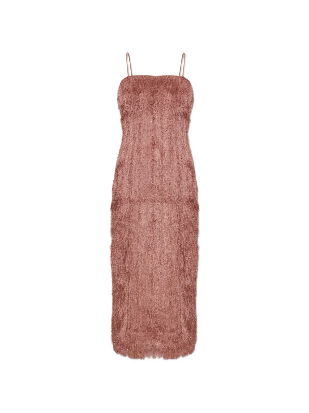Balmain fringe-detailing spaghetti-strap dress - Rosa
