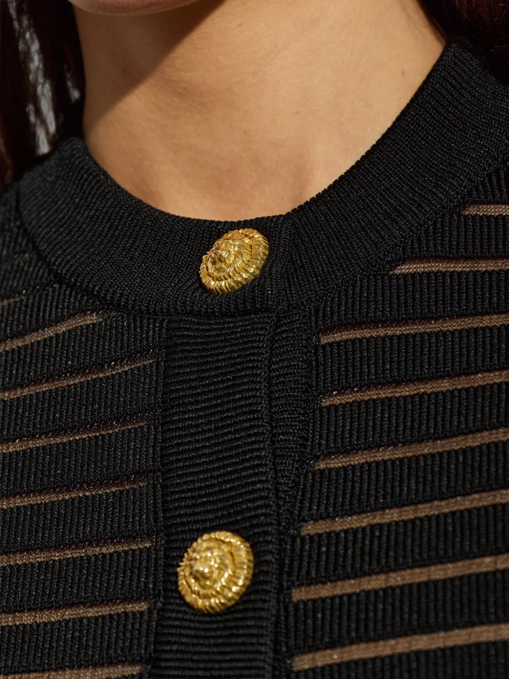 Balmain Getailleerd vest met doorzichtige streep Zwart