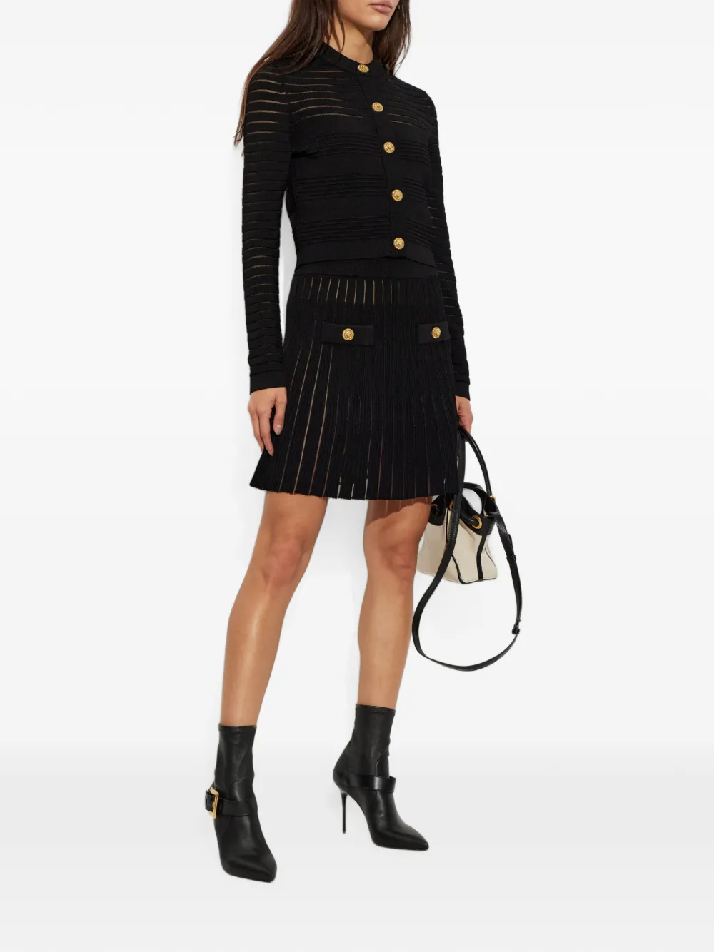 Balmain Getailleerd vest met doorzichtige streep Zwart
