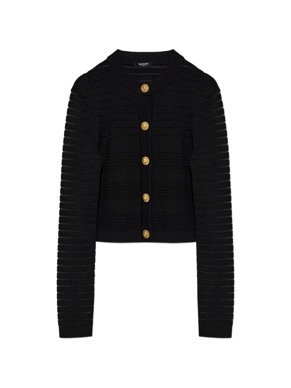 Balmain sheer-stripe fitted cardigan - Schwarz
