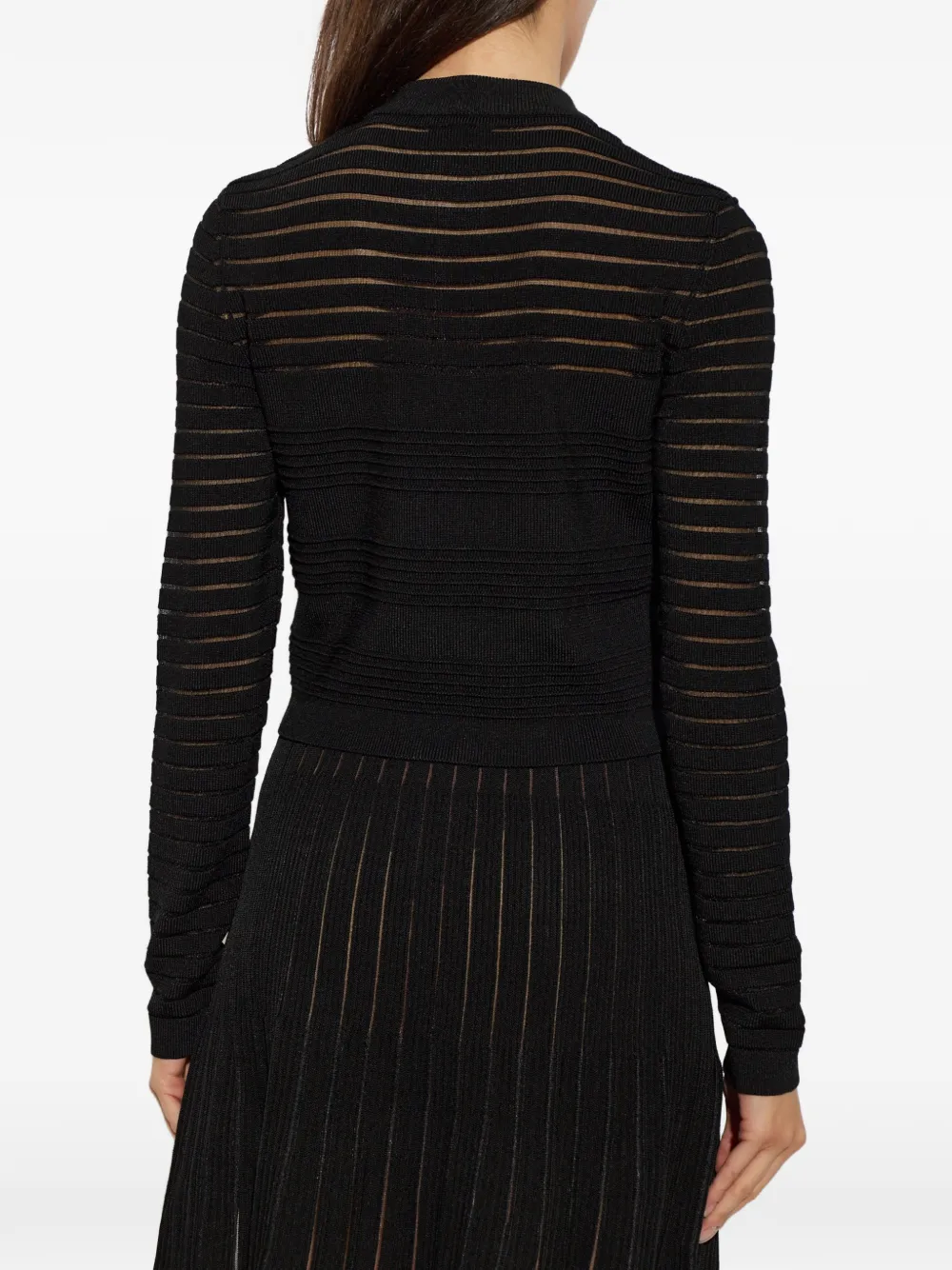 Balmain Getailleerd vest met doorzichtige streep Zwart