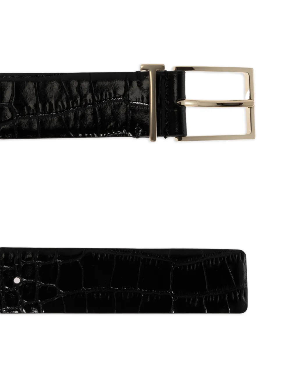 TOM FORD Croc-effect Leather Belt in Black, view 3