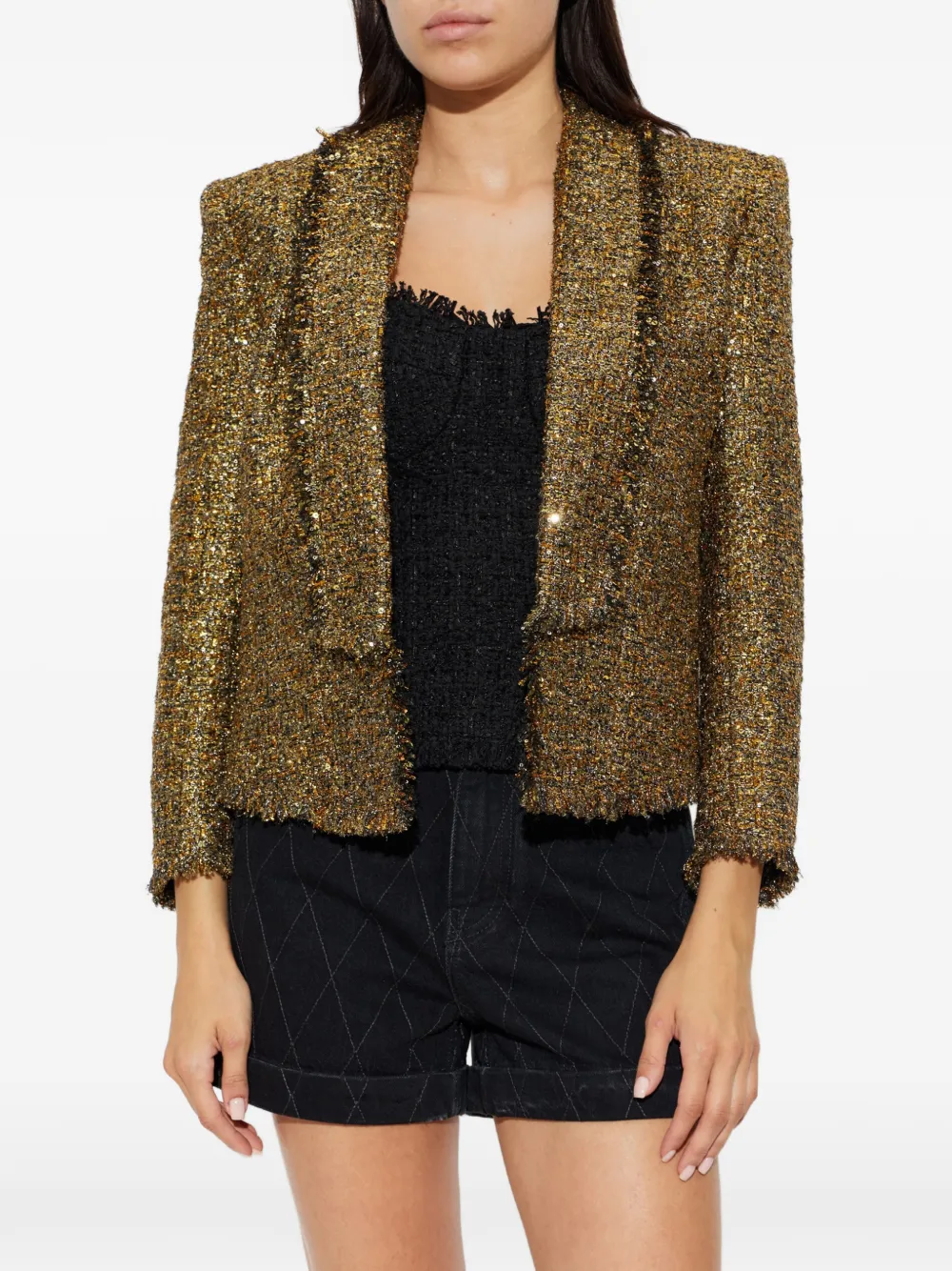 Balmain Tweed blazer verfraaid met pailletten Goud