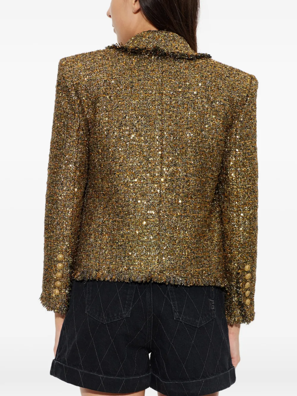 Balmain Tweed blazer verfraaid met pailletten Goud