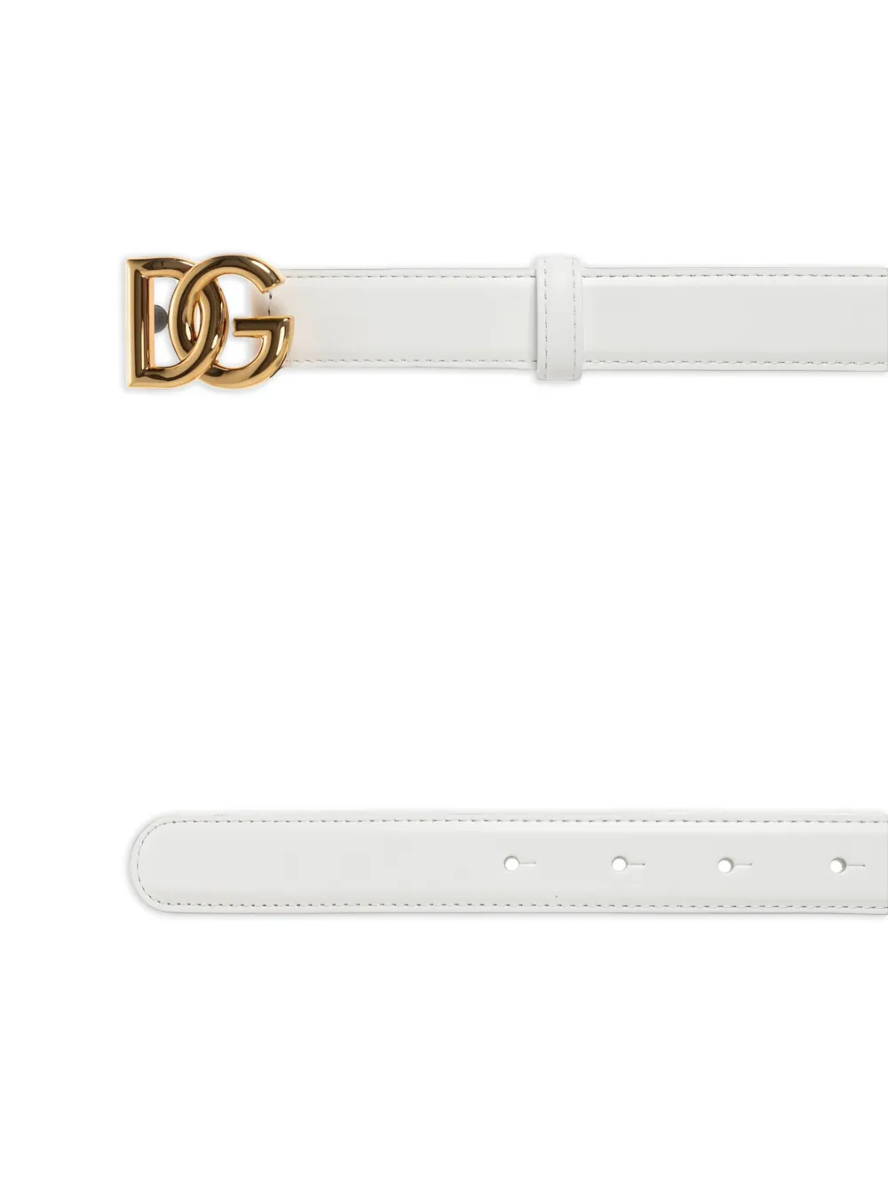 Dolce & Gabbana Kalfsleren riem met DG-logo Wit