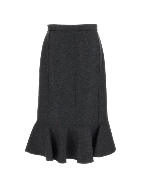 Plan C ruffled-hem midi skirt