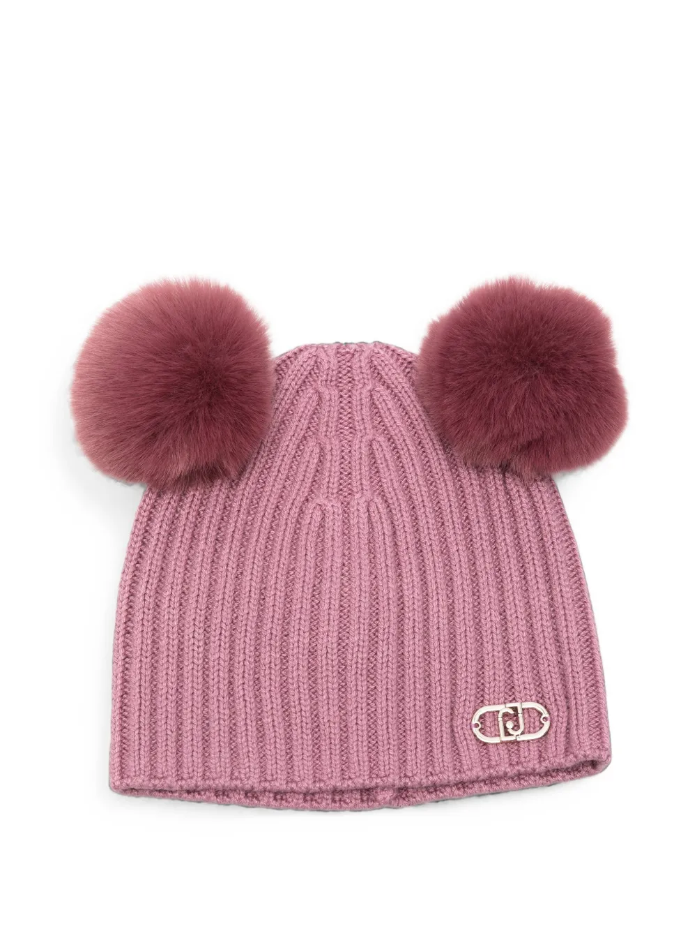 Liu Jo Kids bonnet en maille côtelée à pompon - Rose