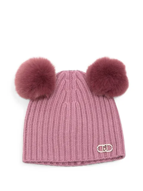 Liu Jo Kids pom-pom ribbed-knit beanie hat