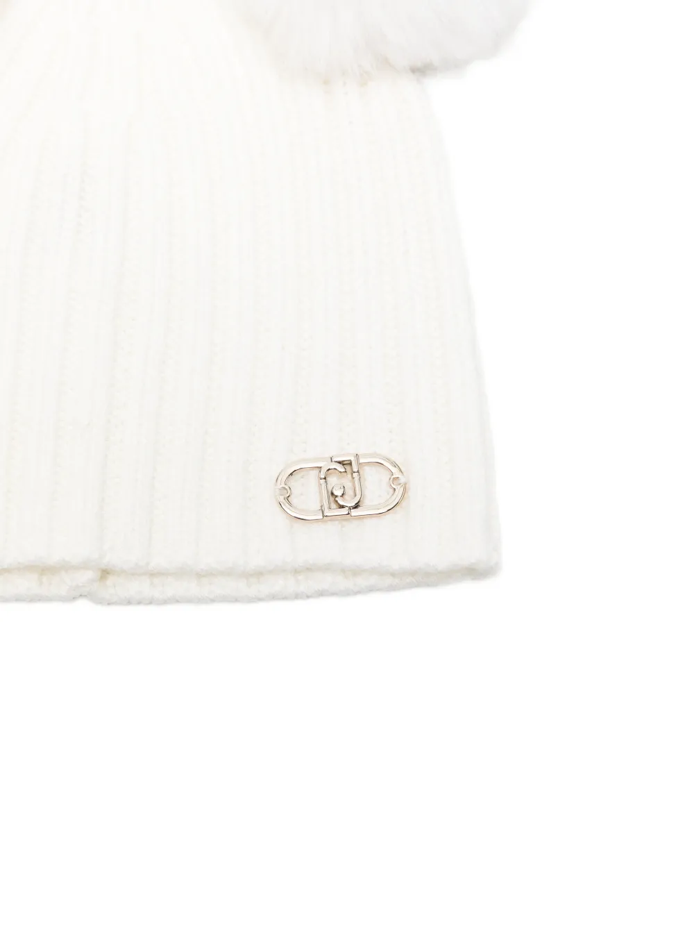 Liu Jo Kids Geribbelde muts met pompon Wit