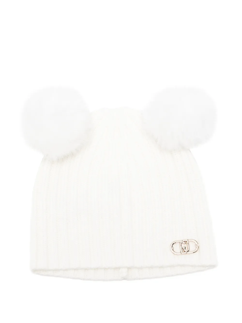 Liu Jo Kids Geribbelde muts met pompon Wit