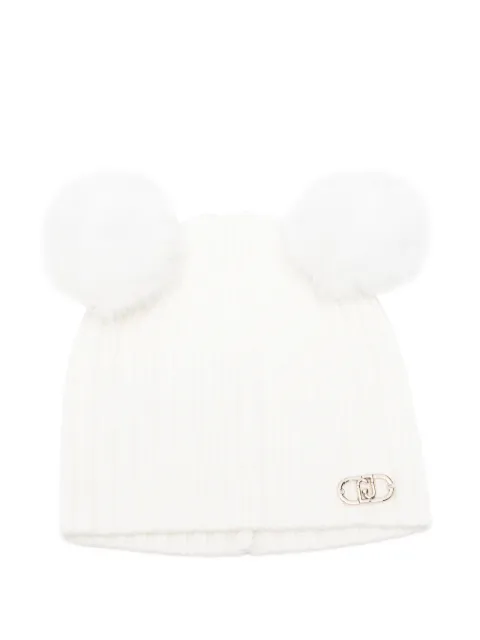 Liu Jo Kids pom-pom ribbed beanie hat