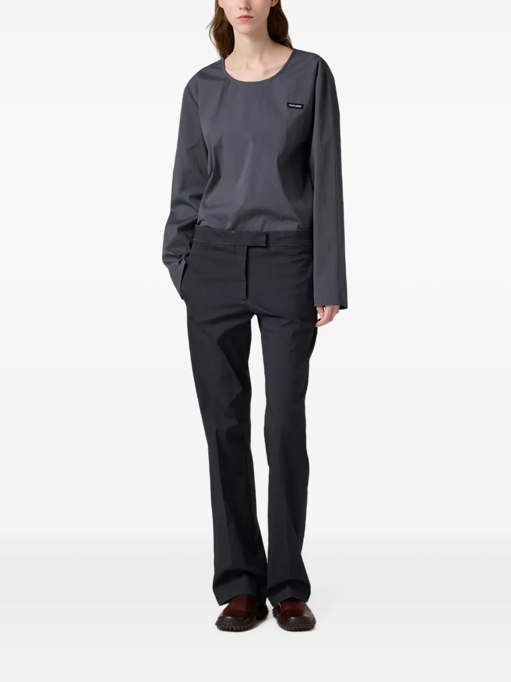 Miu Stretch popeline top Grijs