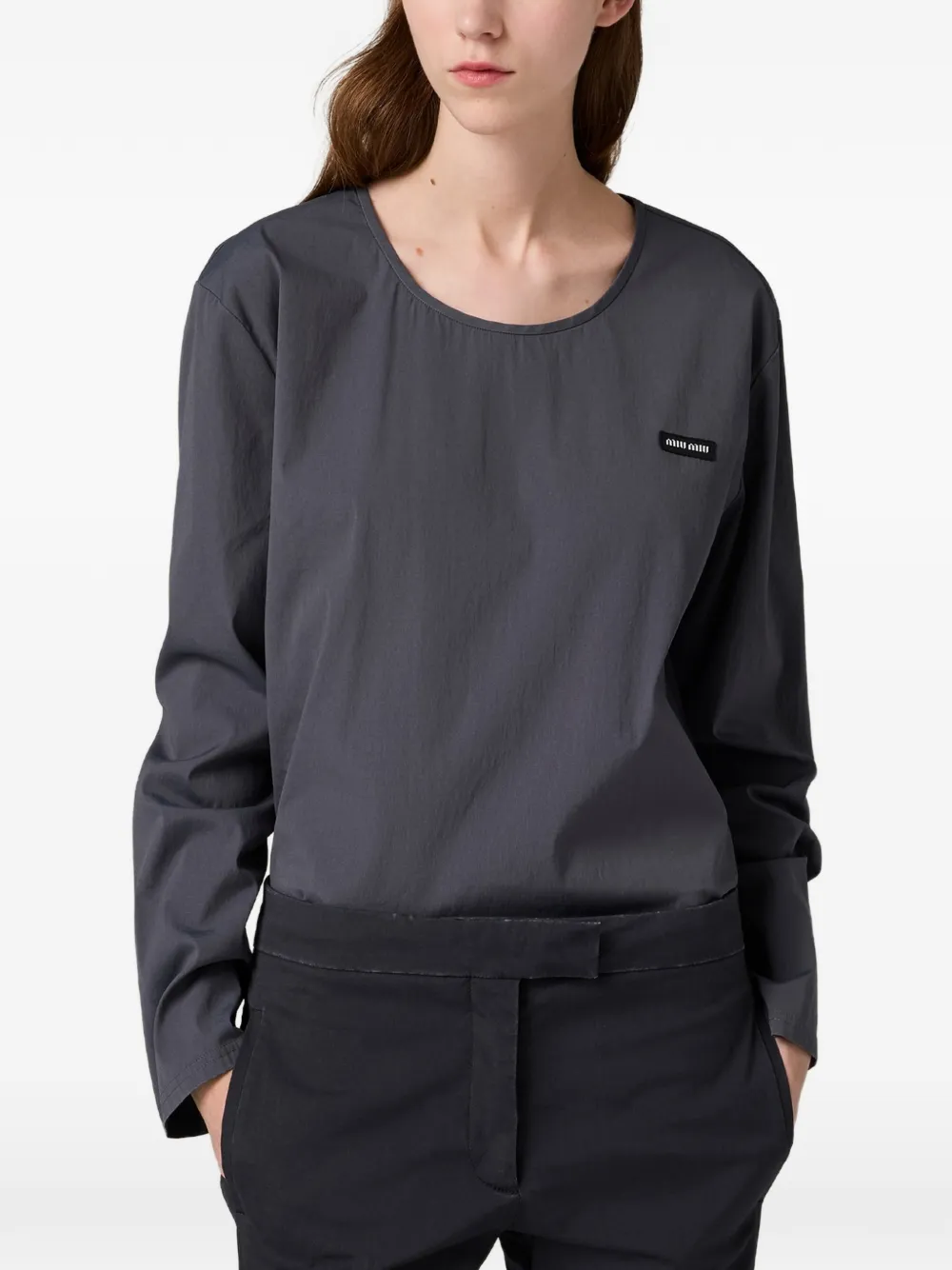 Miu Stretch popeline top Grijs