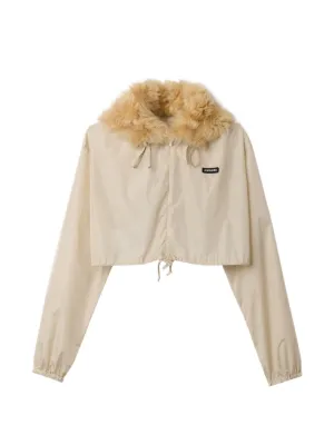 Miu Miu technical fabric and shearling windbreaker