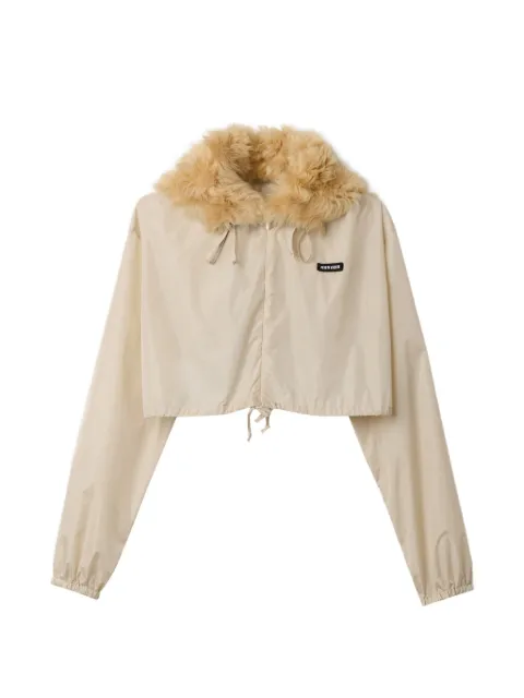 Miu Miu technical fabric and shearling windbreaker