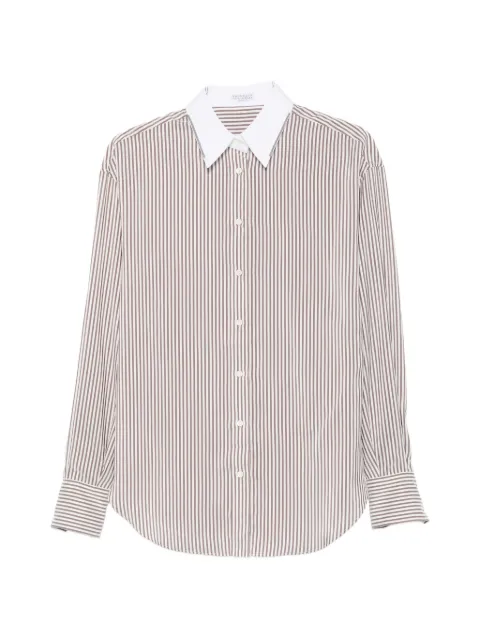 Brunello Cucinelli camisa Monili a rayas de seda