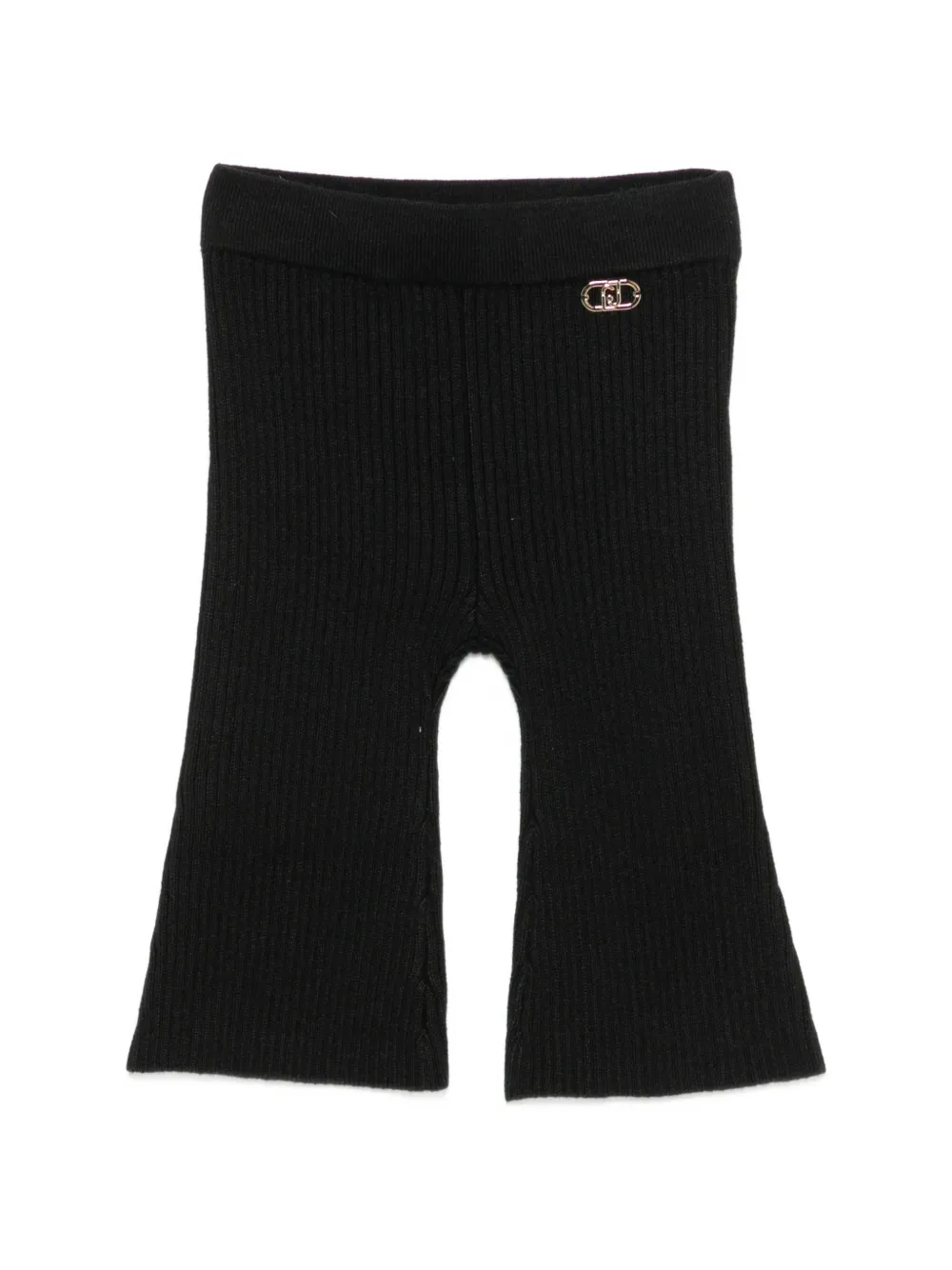 Liu Jo Kids ribbed logo-plaque trousers - Nero