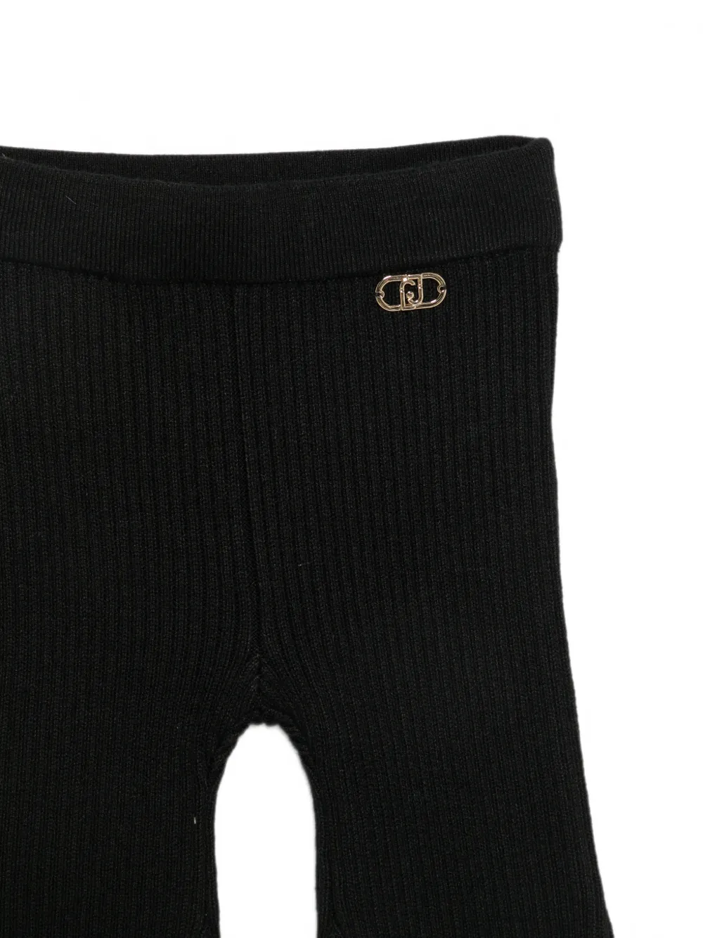 Liu Jo Kids Geribbelde broek met logoplakkaat Zwart