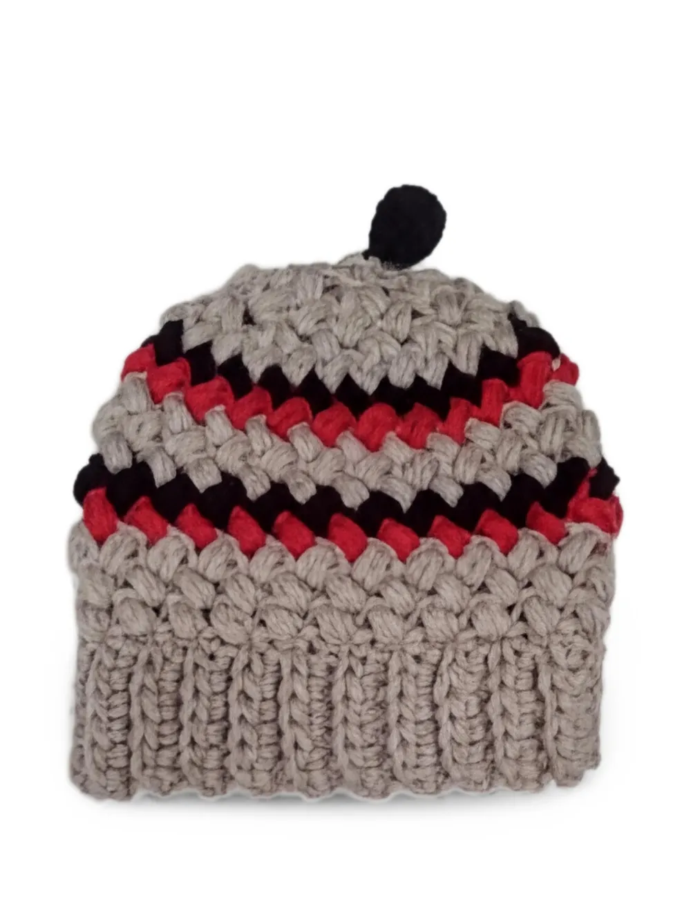 Exquisite J chunky-knit pompom beanie hat - Nude
