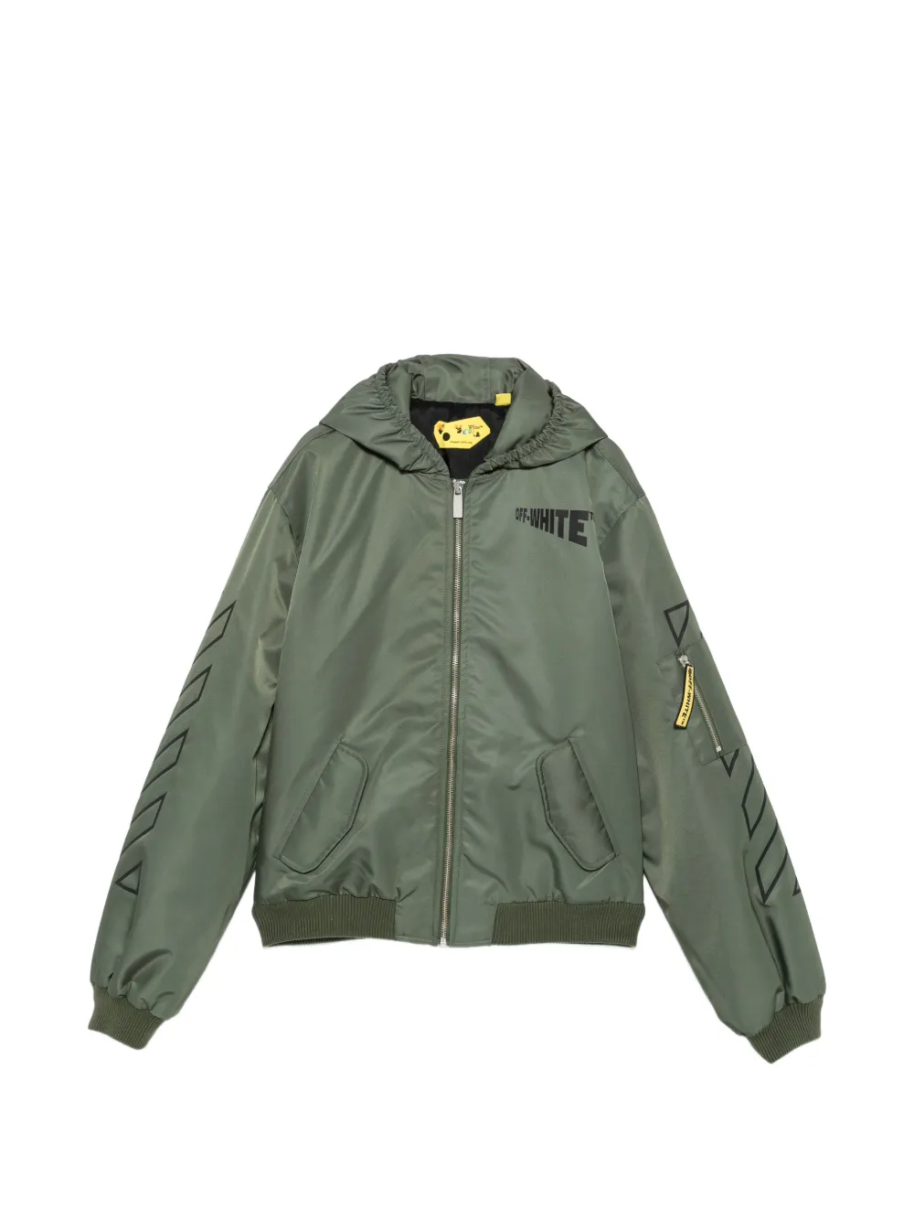 Off-White Kids Bomberjacke mit Kapuze - Grün