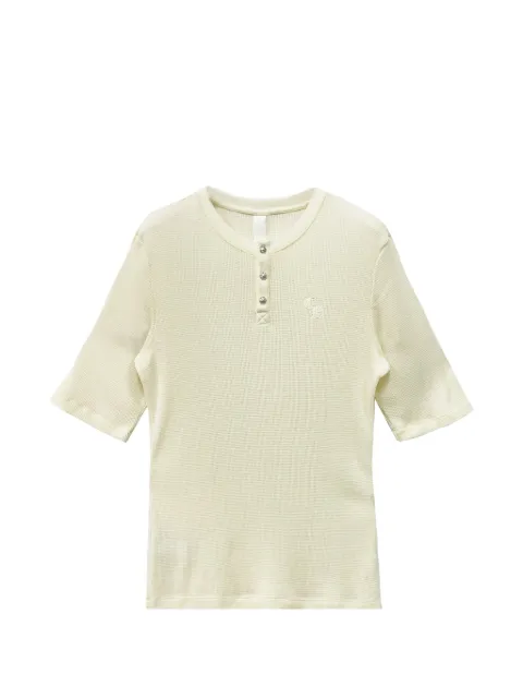 Chrome Hearts CH Letter waffle thermal short sleeve Henley T-shirt
