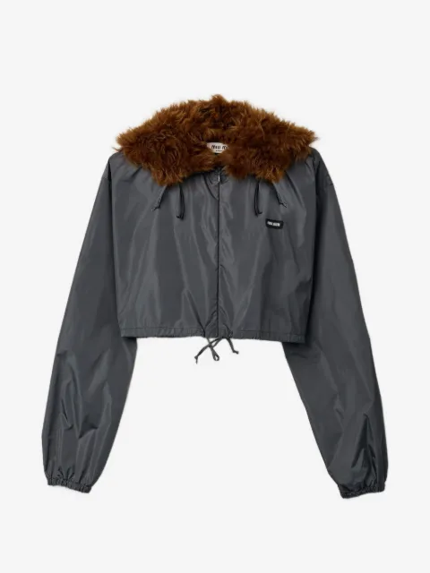 Miu Miu technical fabric and shearling windbreaker