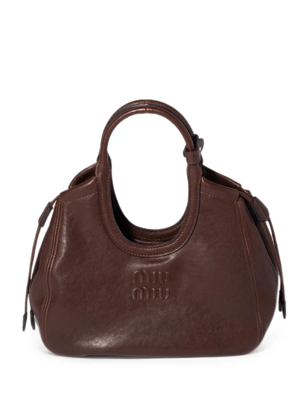 Miu Miu Ivy nappa leather tote bag - Marrone